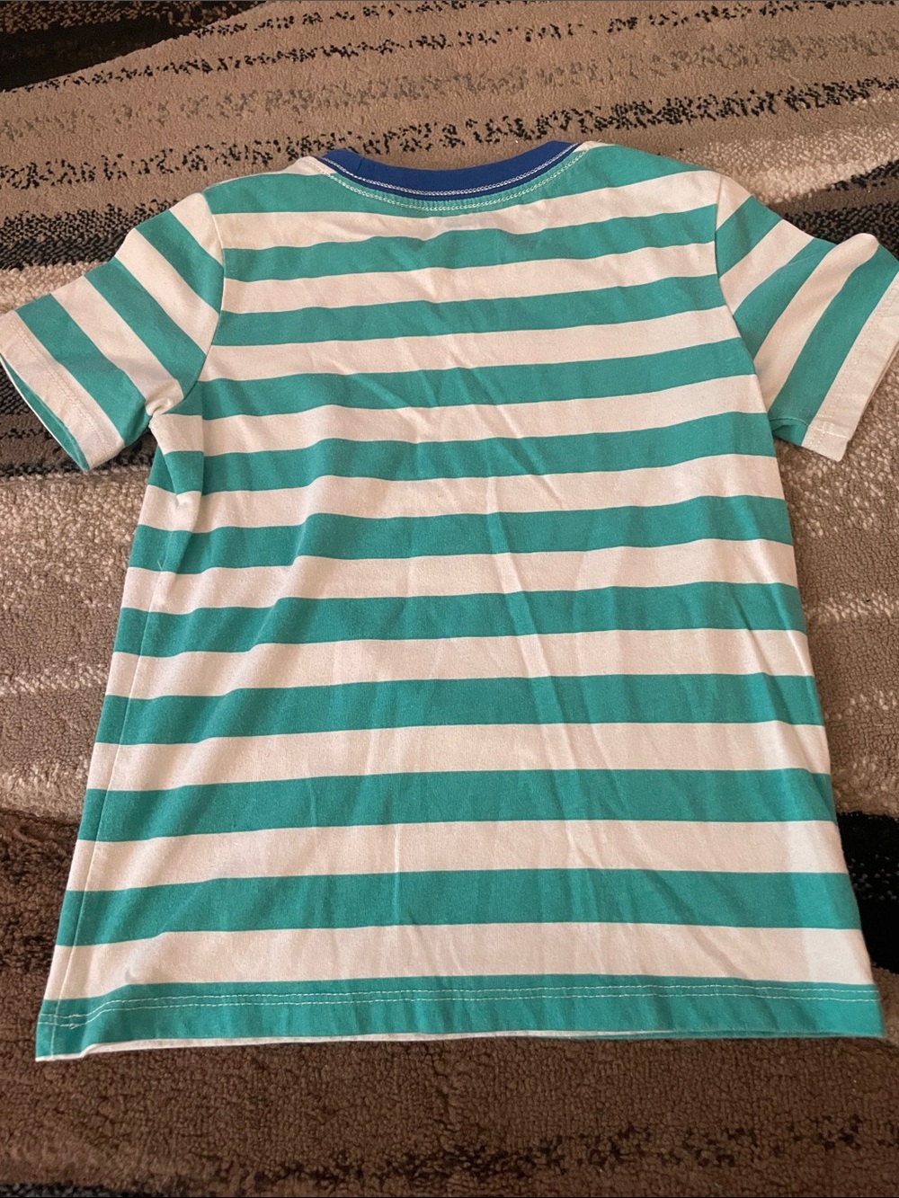 Cat & Jack Teal and White Striped Short Sleeve Tee - Picture 6 of 6